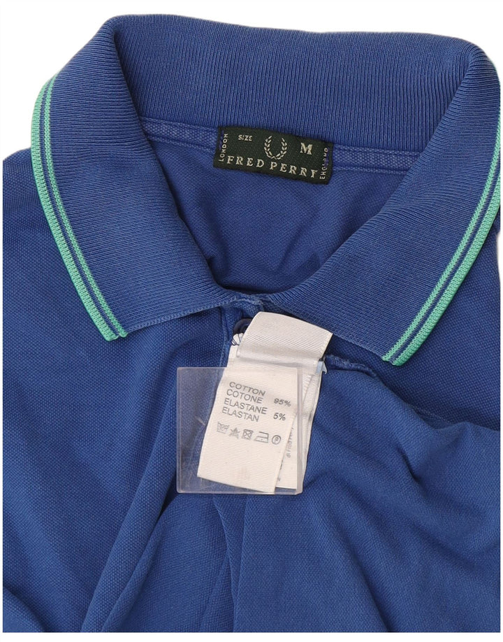 Fred Perry Dame Polo Shirt UK 12 Medium Blue Cotton
