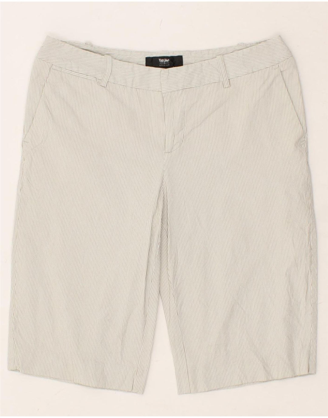 MOSSIMO Womens Stretch Chino Shorts US 4 Small W28 Beige Pinstripe Cotton Vintage Mossimo and Second-Hand Mossimo from Messina Hembry 