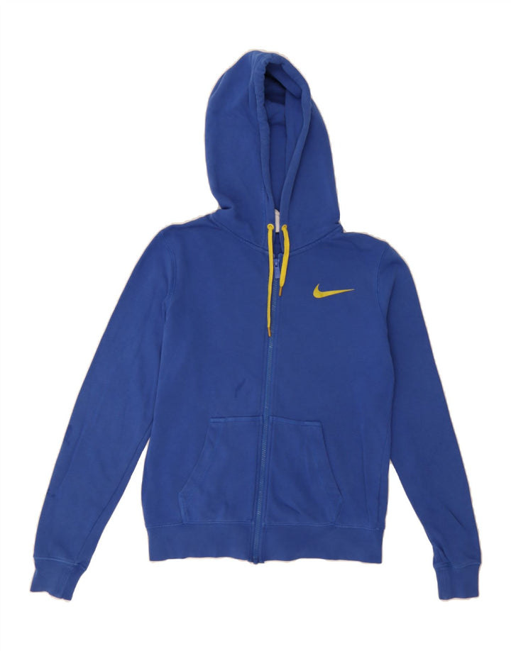 NIKE Womens Zip Hoodie Sweater UK 14 Medium Blue Cotton Vintage Nike and Second-Hand Nike from Messina Hembry 