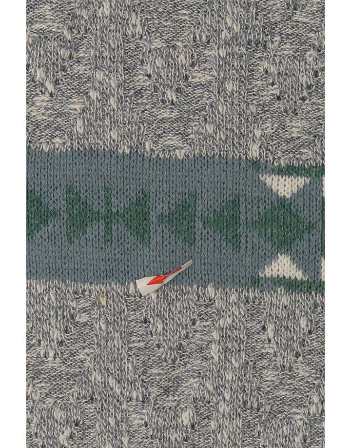 Vintage mænd med rund hals sweater IT 50 mellemgrå geometrisk bomuld
