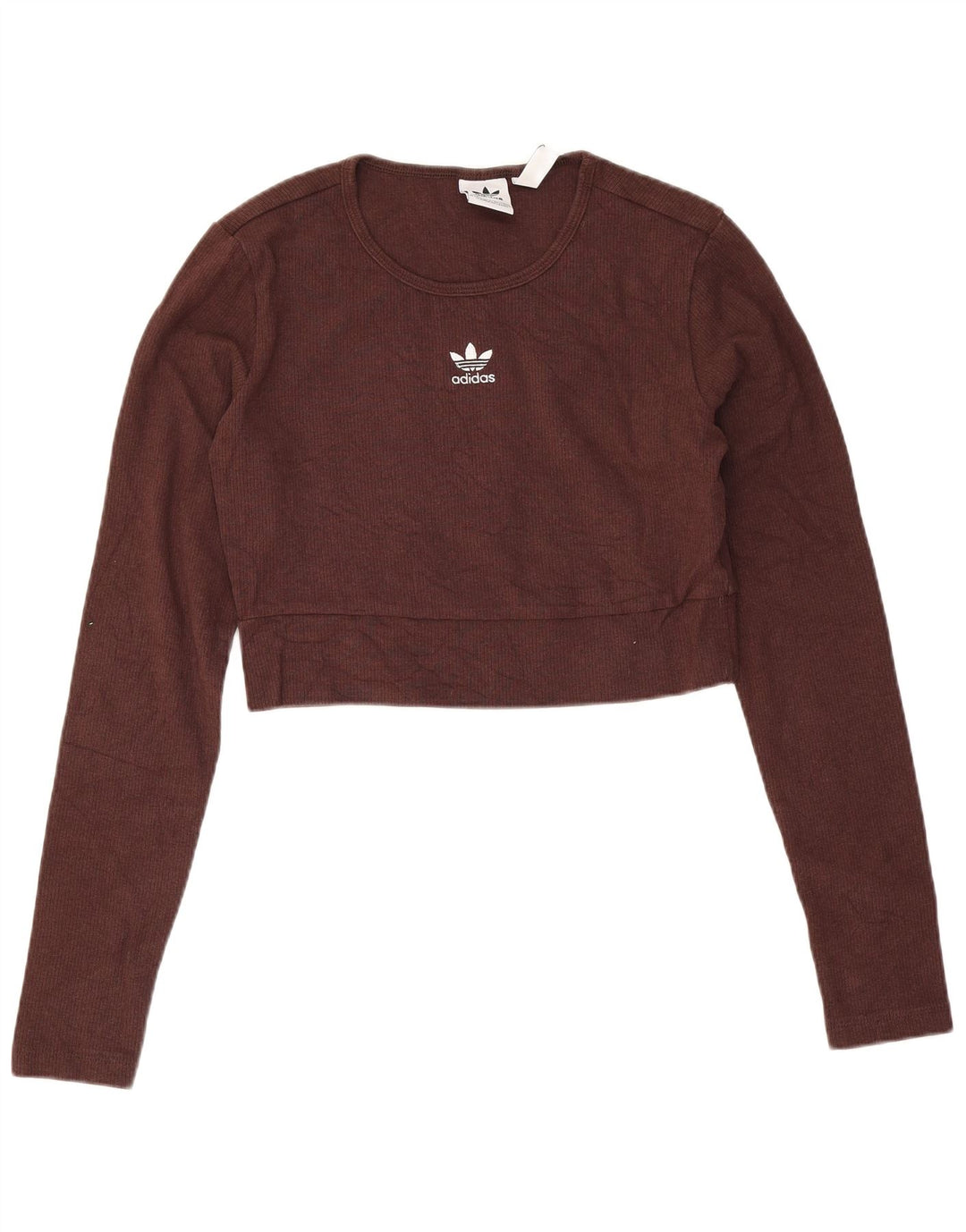Adidas Womens Crop Sweatshirt Jumper UK 12/14 Medium Brun Bomuld