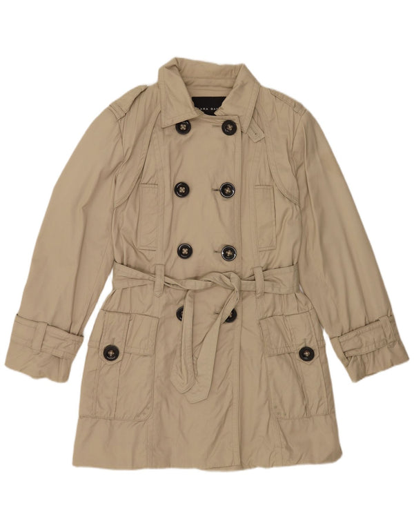 Zara Womens Trench Coat UK 16 Stor Beige Nylon