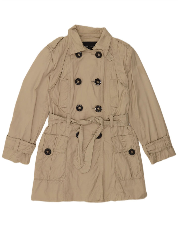 Zara Womens Trench Coat UK 16 Stor Beige Nylon