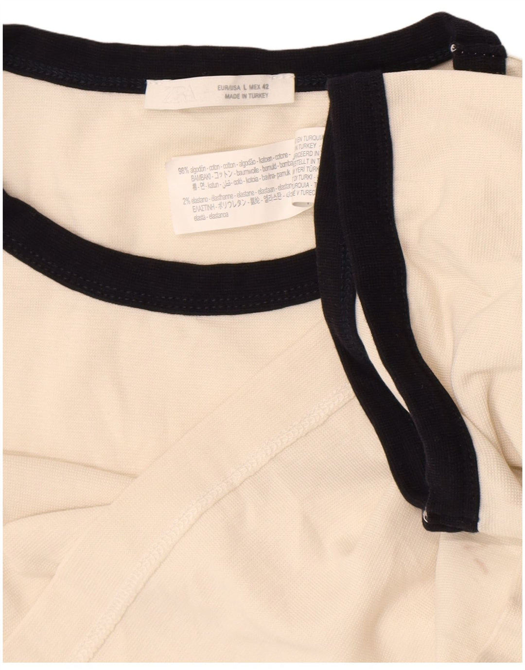 Zara Herre T-shirt Top Large Off White Bomuld