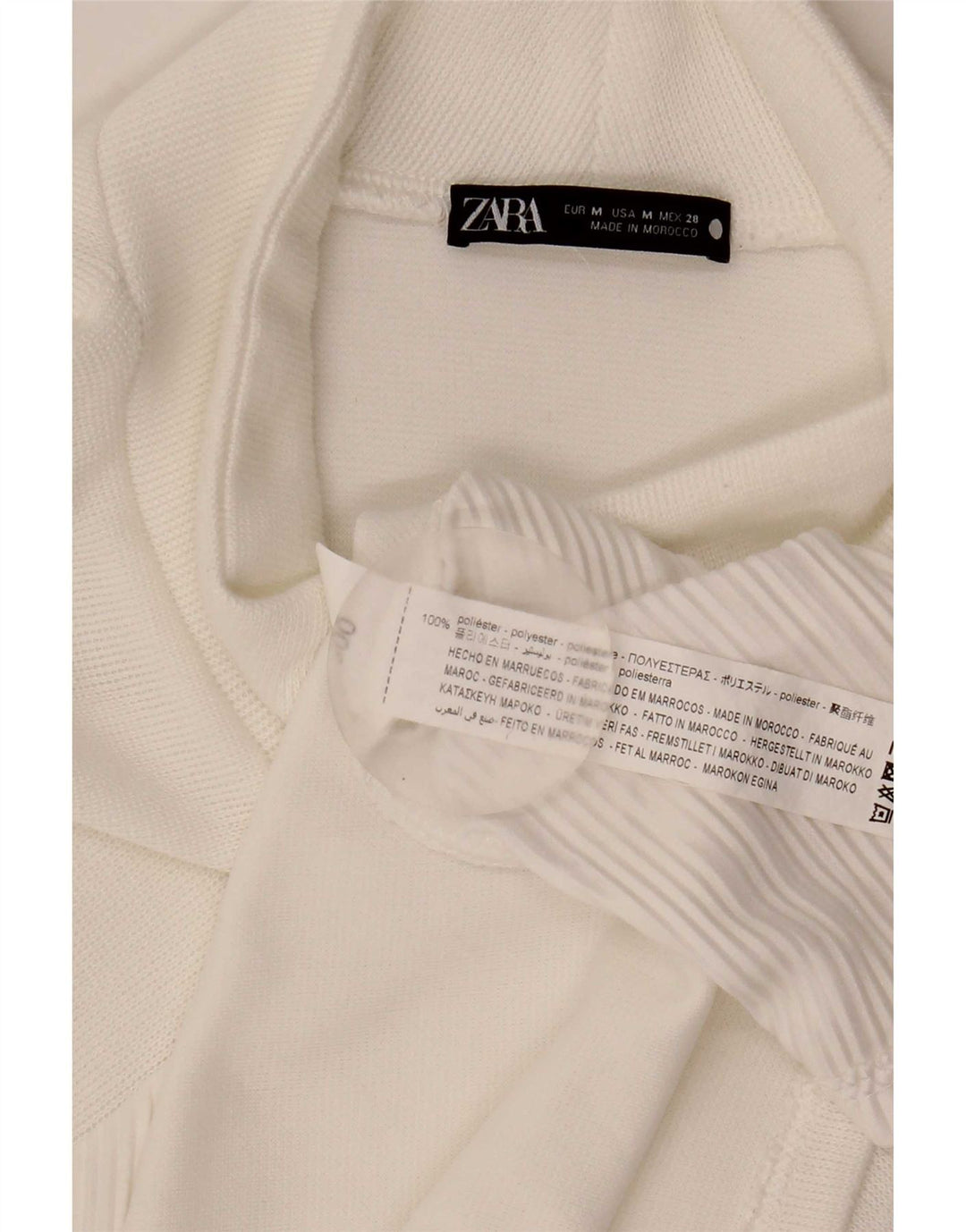 Zara Dame Langærmet Shift Dress UK 14 Medium White Polyester