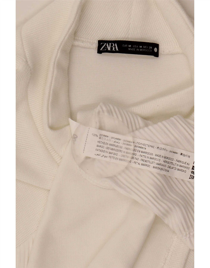 Zara Dame Langærmet Shift Dress UK 14 Medium White Polyester
