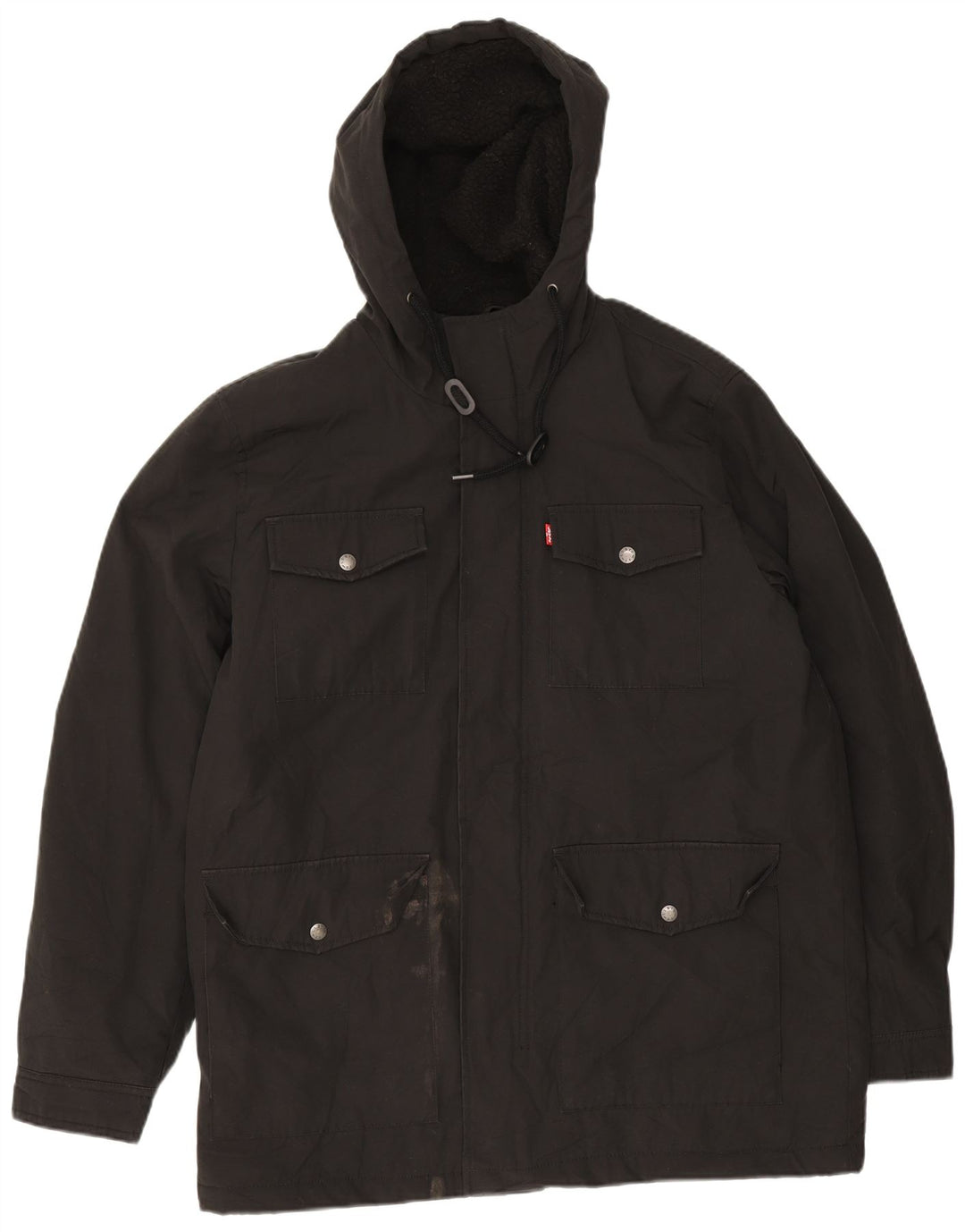 Levi's Sherpa Utility-jakke med hætte til mænd UK 38 Medium Black Polyester