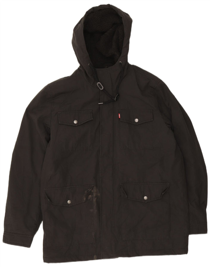 Levi's Sherpa Utility-jakke med hætte til mænd UK 38 Medium Black Polyester