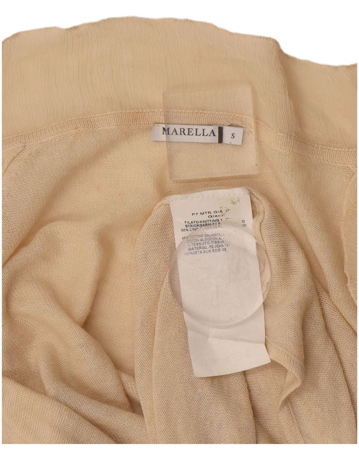 Marella Womens Open Cardigan Sweater UK 10 Small Beige Linen