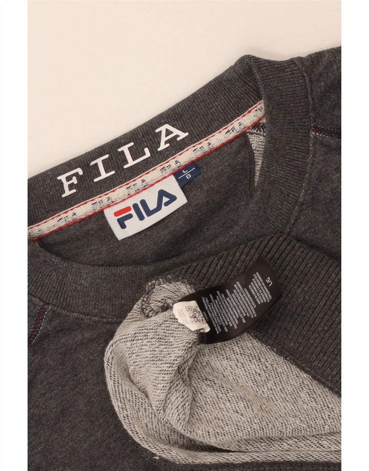 Fila Herre Grafisk Sweatshirt Jumper Stor Grå Bomuld