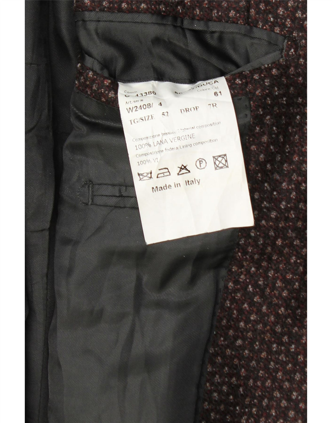 Al Duca D'Aosta Herre 3-knaps blazerjakke IT 52 XL Burgundy Flecked