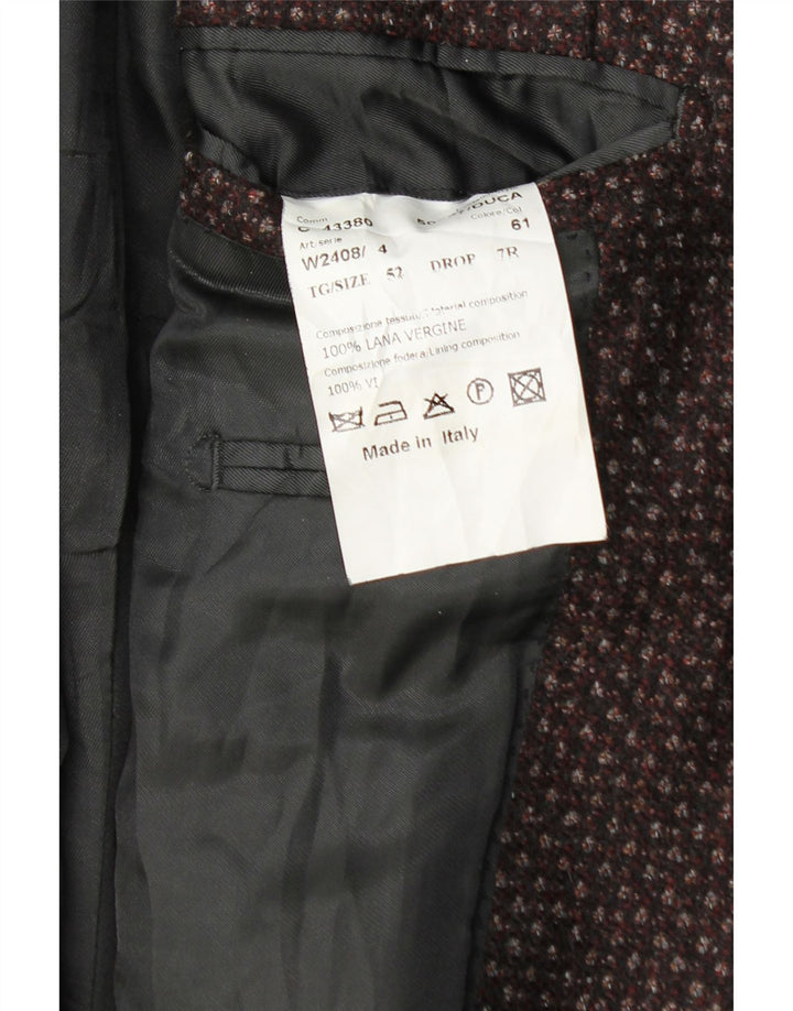 Al Duca D'Aosta Herre 3-knaps blazerjakke IT 52 XL Burgundy Flecked