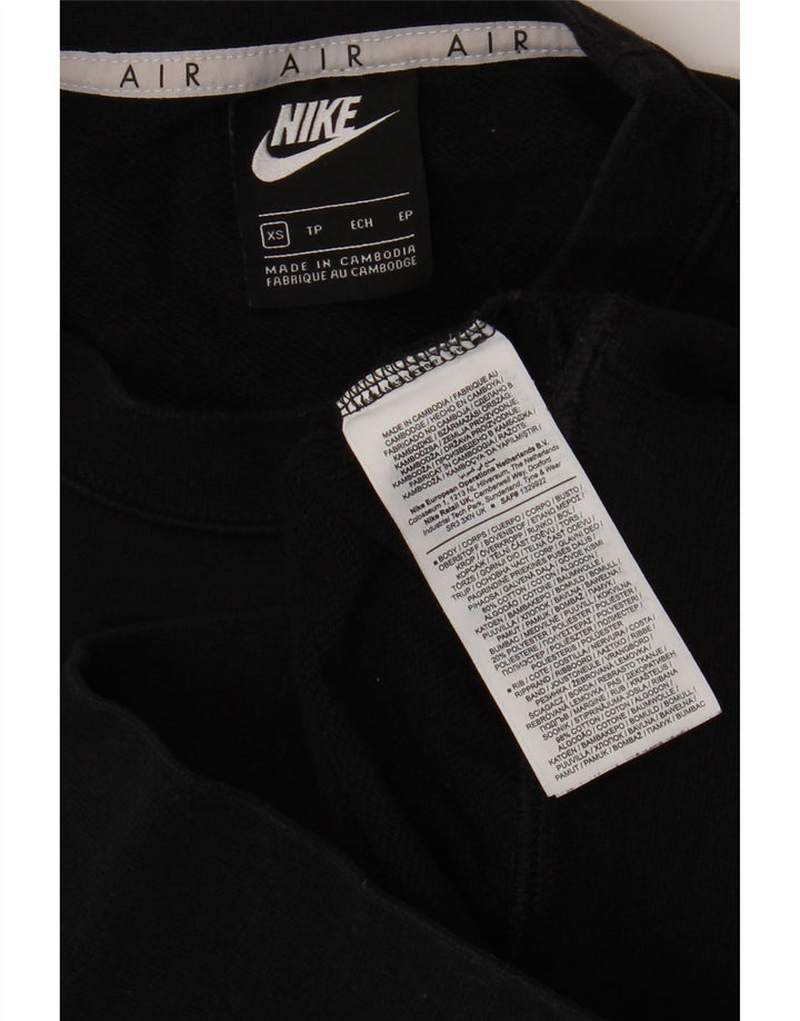 NIKE Womens Crop Graphic Sweatshirt Jumper UK 6 XS Sort bomuld