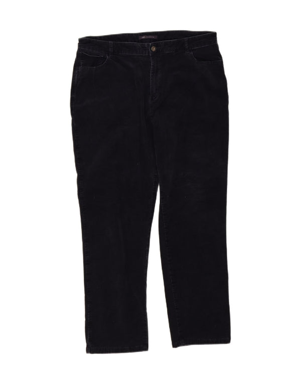Marks & Spencer Kvinder Højtaljede Corduroy Bukser UK 18 XL W34 L27 Navy B