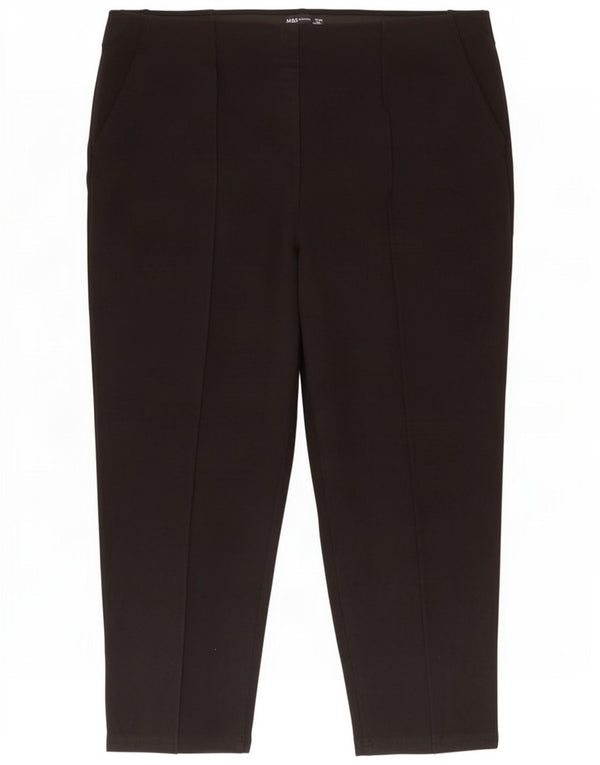 Marks & Spencer Dame Capri Bukser UK 22 3XL W40 L20 Sort Viscose