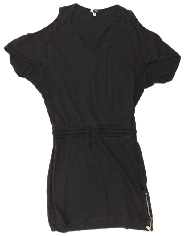 Armani Jeans Dame Batwing Off Shoulder Kjole UK 10 Small Black Bomuld