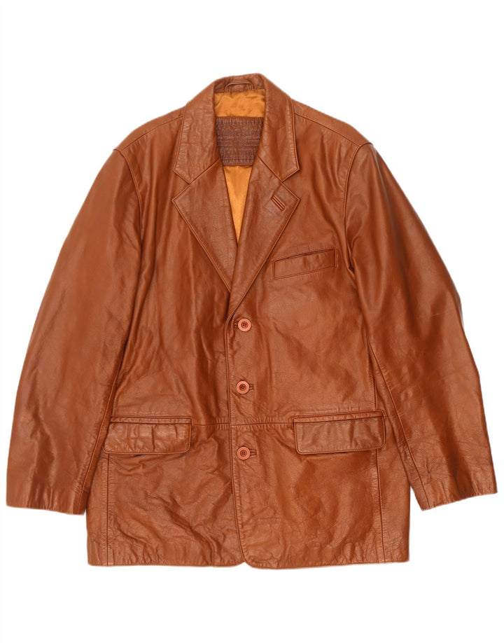Union River Herre 3-knaps læderblazerjakke EU 48/50 Medium Brun
