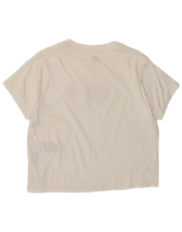 Levi's Womens Crop Loose Fit grafisk T-shirt top UK 10 Lille hvid bomuld