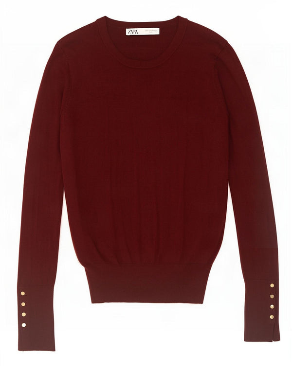 Zara Dame sweater med rund hals DK 10 Small Burgundy