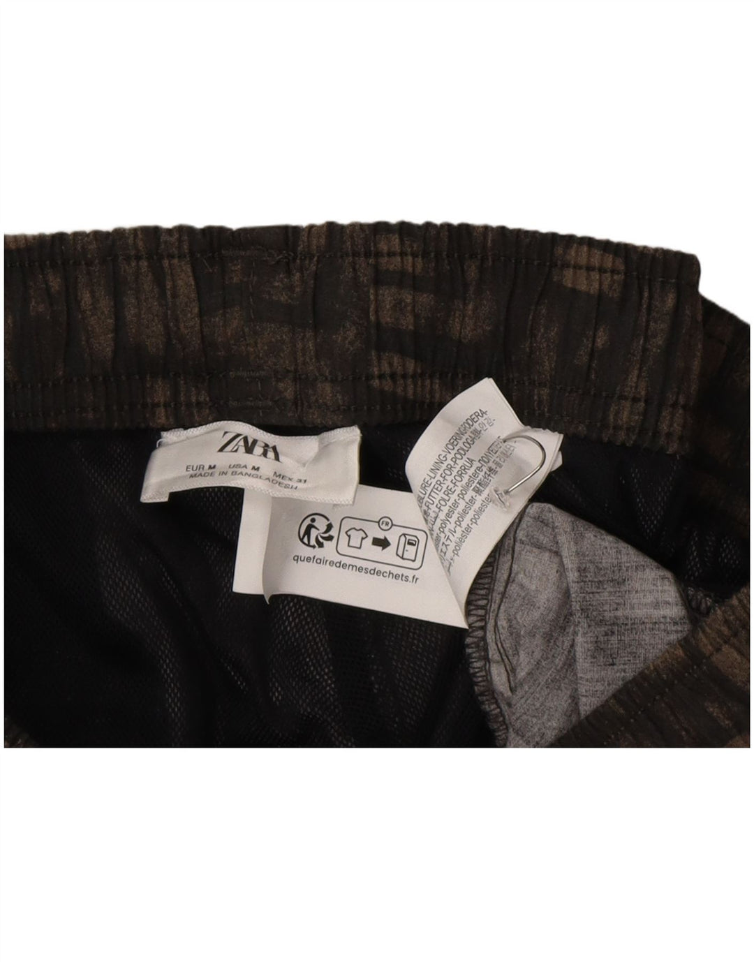 Zara Badeshorts til mænd mellem sort geometrisk polyester