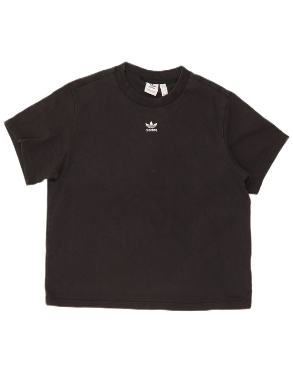 Adidas Dame Oversized T-Shirt Top UK 10 Small Black Bomuld