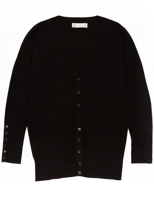 Zara Dame Cardigan Sweater UK 16 Large Black Viscose