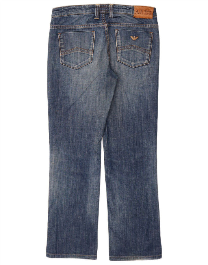 ARMANI Dame Indigo Straight Jeans W27 L28 Blå Bomuld