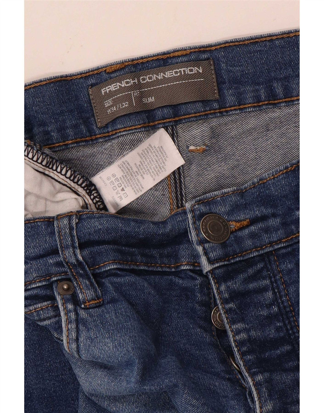 French Connection Slim Jeans til mænd W34 L32 blå bomuld
