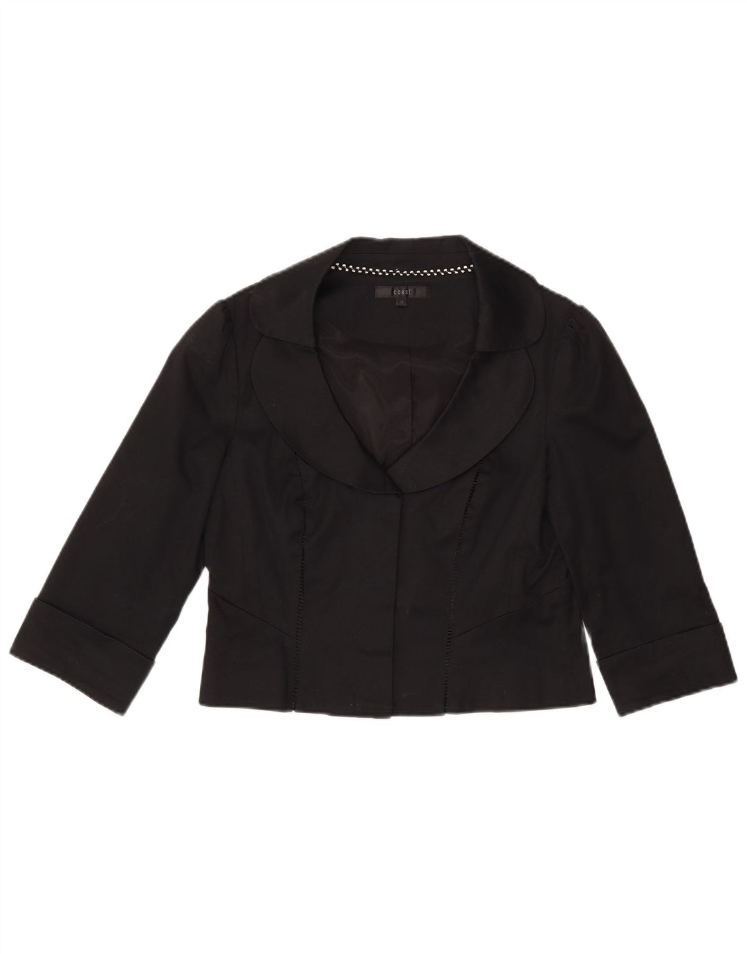 Coast Womens 3/4-ærmet Bolero-jakke UK 12 Medium Sort Bomuld