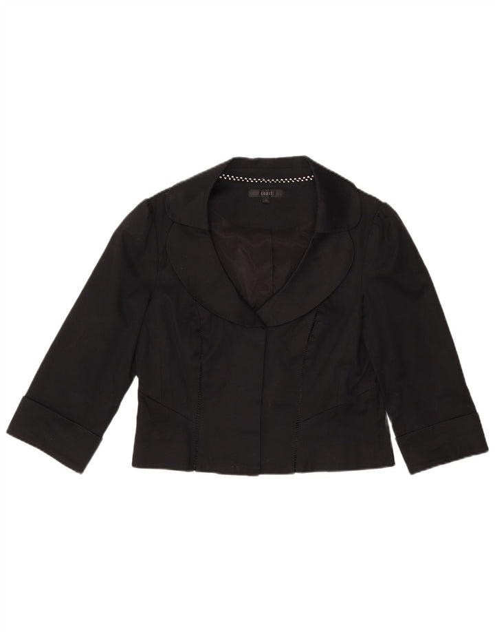 Coast Womens 3/4-ærmet Bolero-jakke UK 12 Medium Sort Bomuld