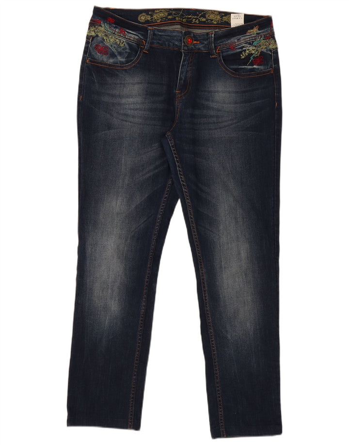Desigual Kvinders Grafiske Slim Jeans W34 L29 Navy Blue Polyester