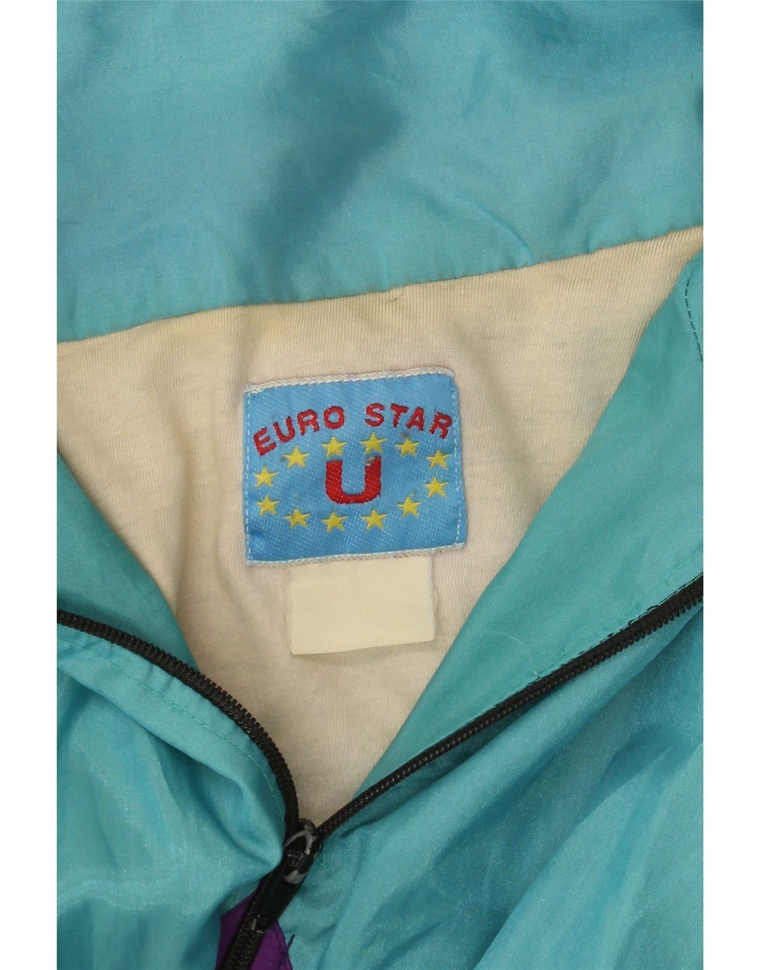 VINTAGE Herre Loose Fit træningsdragt Topjakke Stor turkis farveblok