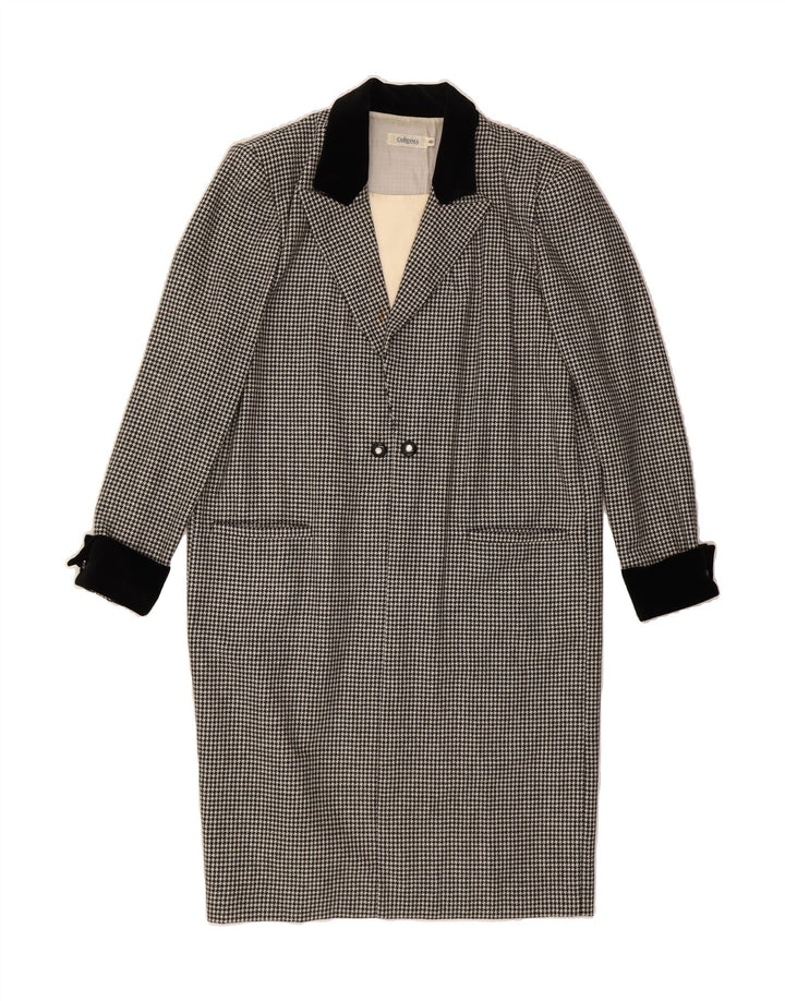 VALENTINO Womens Overcoat IT 46 Large Black Houndstooth Vintage Valentino and Second-Hand Valentino from Messina Hembry 