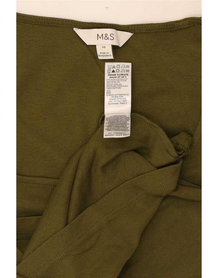 Marks & Spencer Dame T-Shirt Top UK 10 Small Khaki Cotton