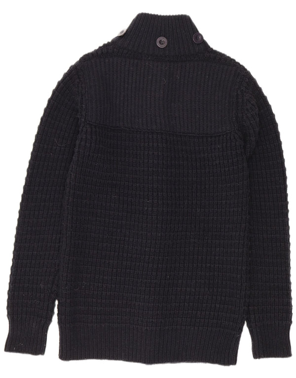 Ellesse Dame Cardigan Sweater UK 12 Medium Navy Blue Akryl