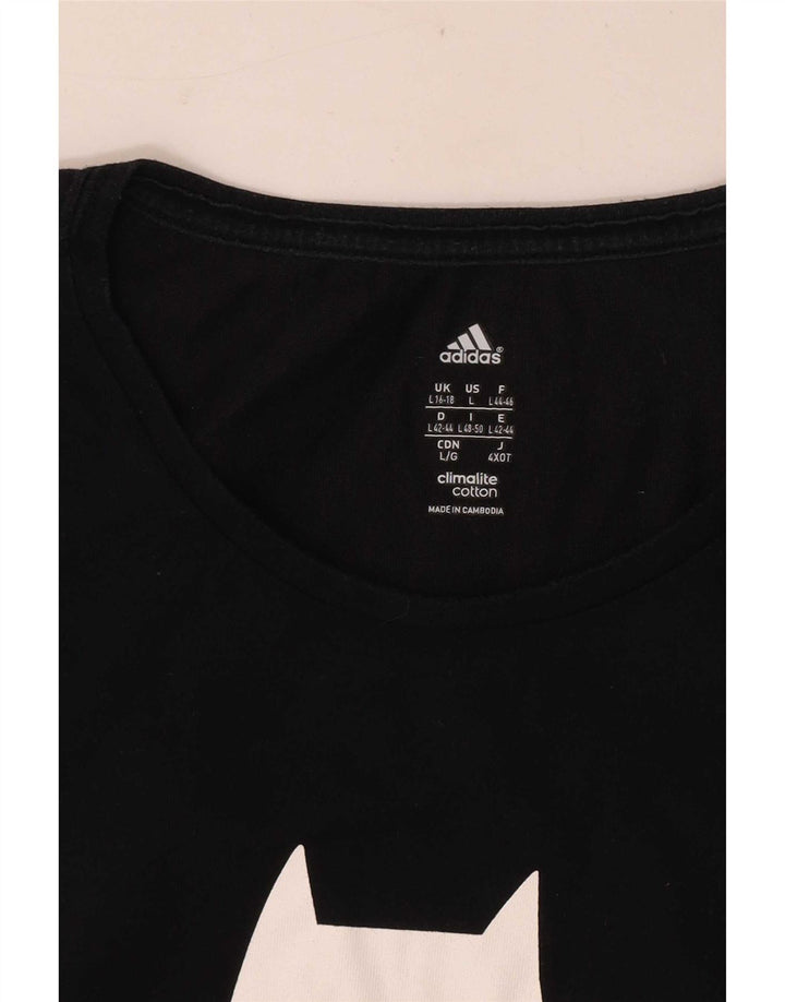 Adidas Womens Regular Graphic T-Shirt Top UK 16/18 Large Black