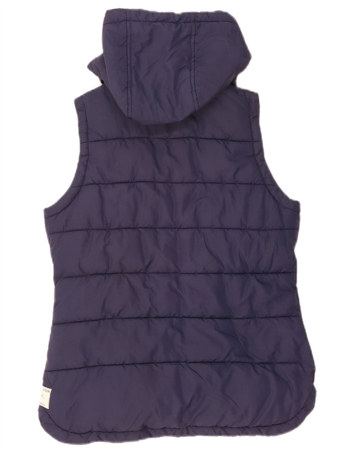 Joules Dame Hætte Polstret Gilet UK 10 Small Navy Blue Polyester