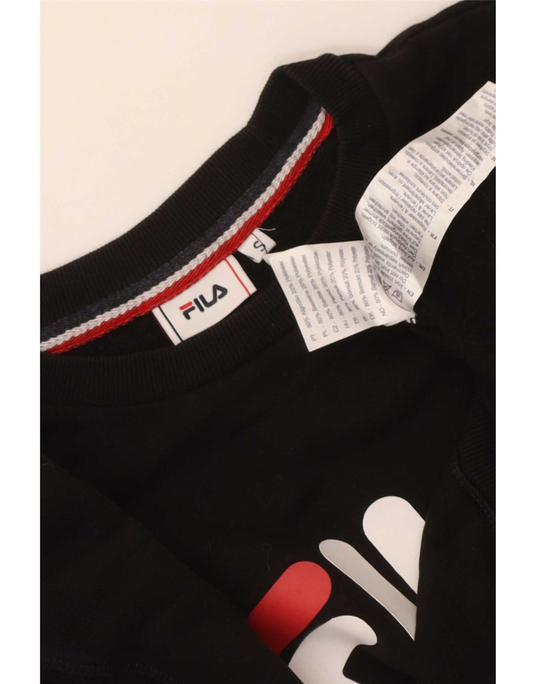 Fila Herre Grafisk Sweatshirt Jumper Lille sort bomuld