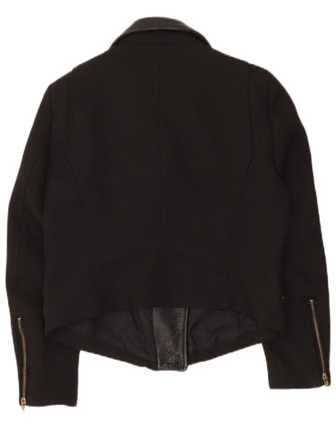 ZARA Womens Crop Biker Jacket UK 14 Large Black