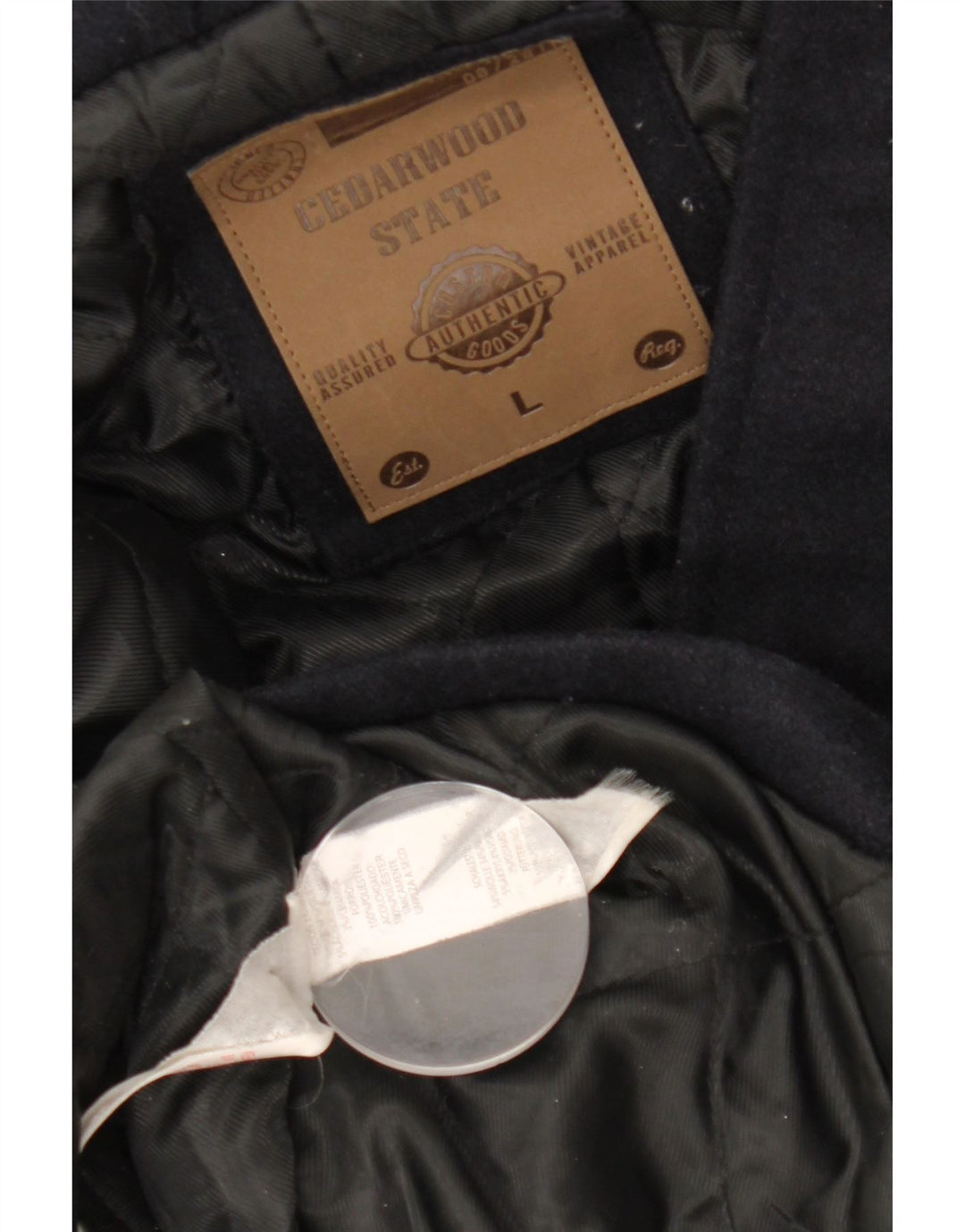 CEDARWOOD STATE Herre Hooded Duffel Coat UK 40 Large Navy Blue Polyester