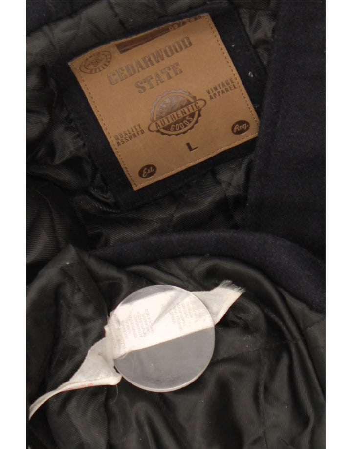 CEDARWOOD STATE Herre Hooded Duffel Coat UK 40 Large Navy Blue Polyester