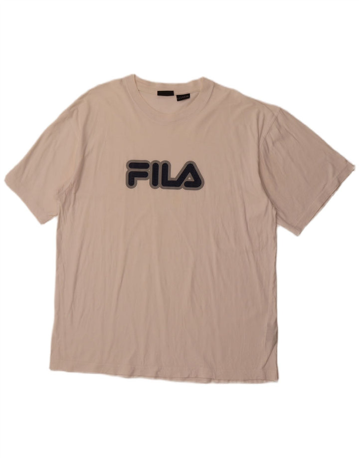FILA Herre Grafisk T-Shirt Top XL Hvid Bomuld