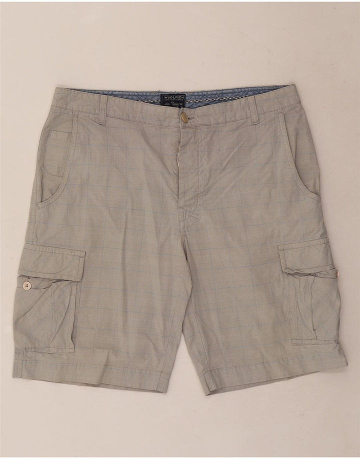 Woolrich Herre Cargo Shorts W34 Large Grey Check