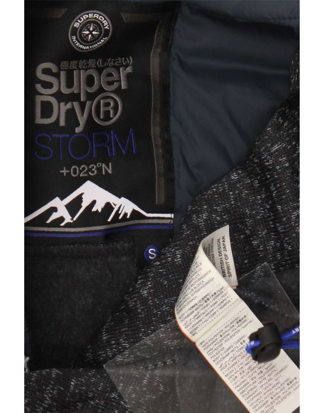 Superdry Hættetrøje med lynlås til mænd, lille grå flækket polyester
