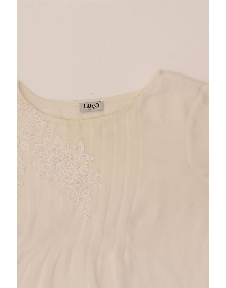 LIU JO Womens Blouse Top UK 14 Medium Off White Floral Vintage Liu Jo and Second-Hand Liu Jo from Messina Hembry 