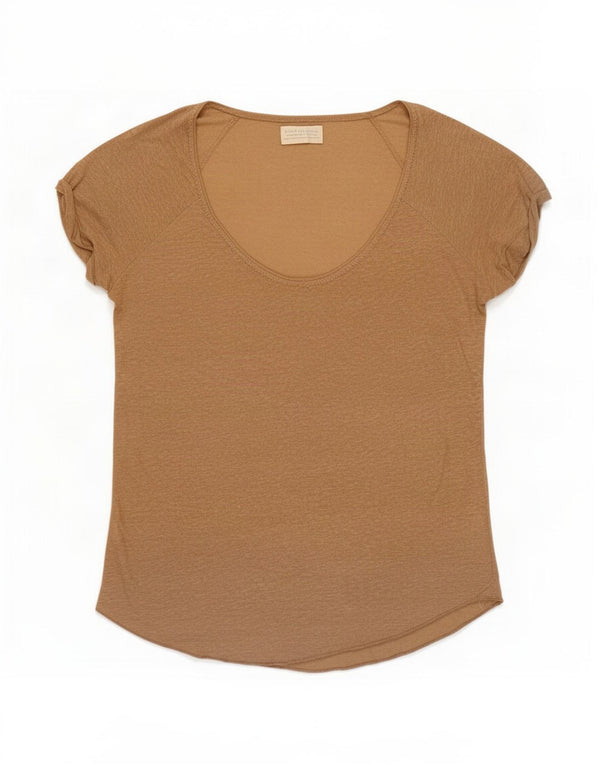 Zara T-Shirt Top UK 12 Medium Beige Linned