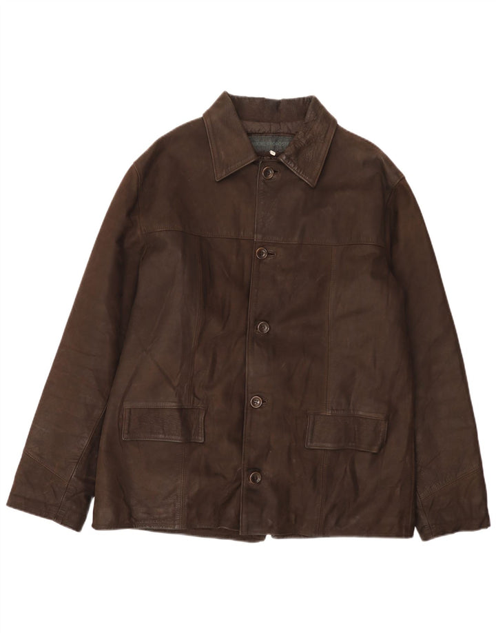 VINTAGE Læderjakke til mænd IT 48 Medium Brun Læder