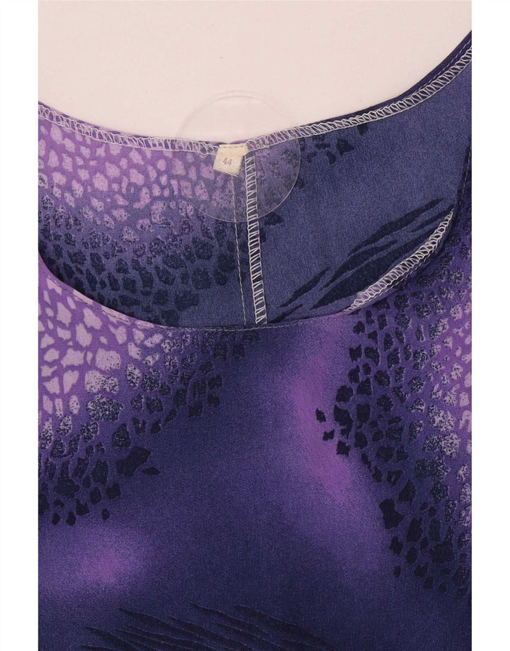 Vintage Dame ærmeløs bluse Top IT 44 Medium Lilla Plettet