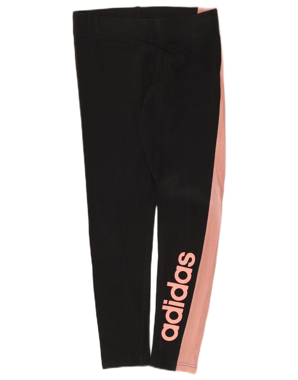 Adidas Dame Grafiske Leggings UK 12/14 Medium Sort Colourblock Bomuld
