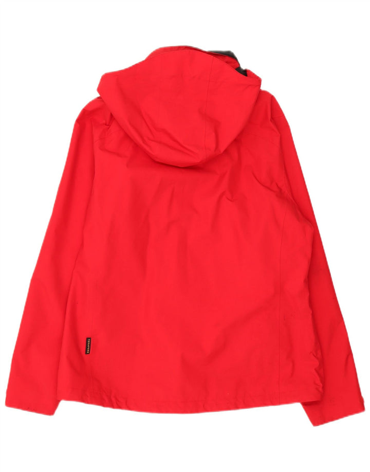 Jack Wolfskin Dame Hooded Windbreaker Jacket UK 16 Large Rød Polyamid